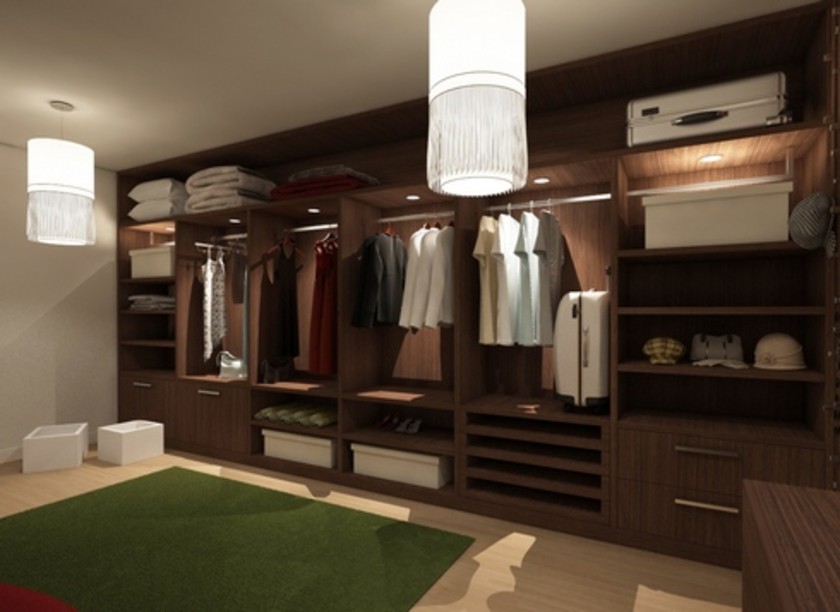 Классическая гардеробная комната из массива с подсветкой Майкоп